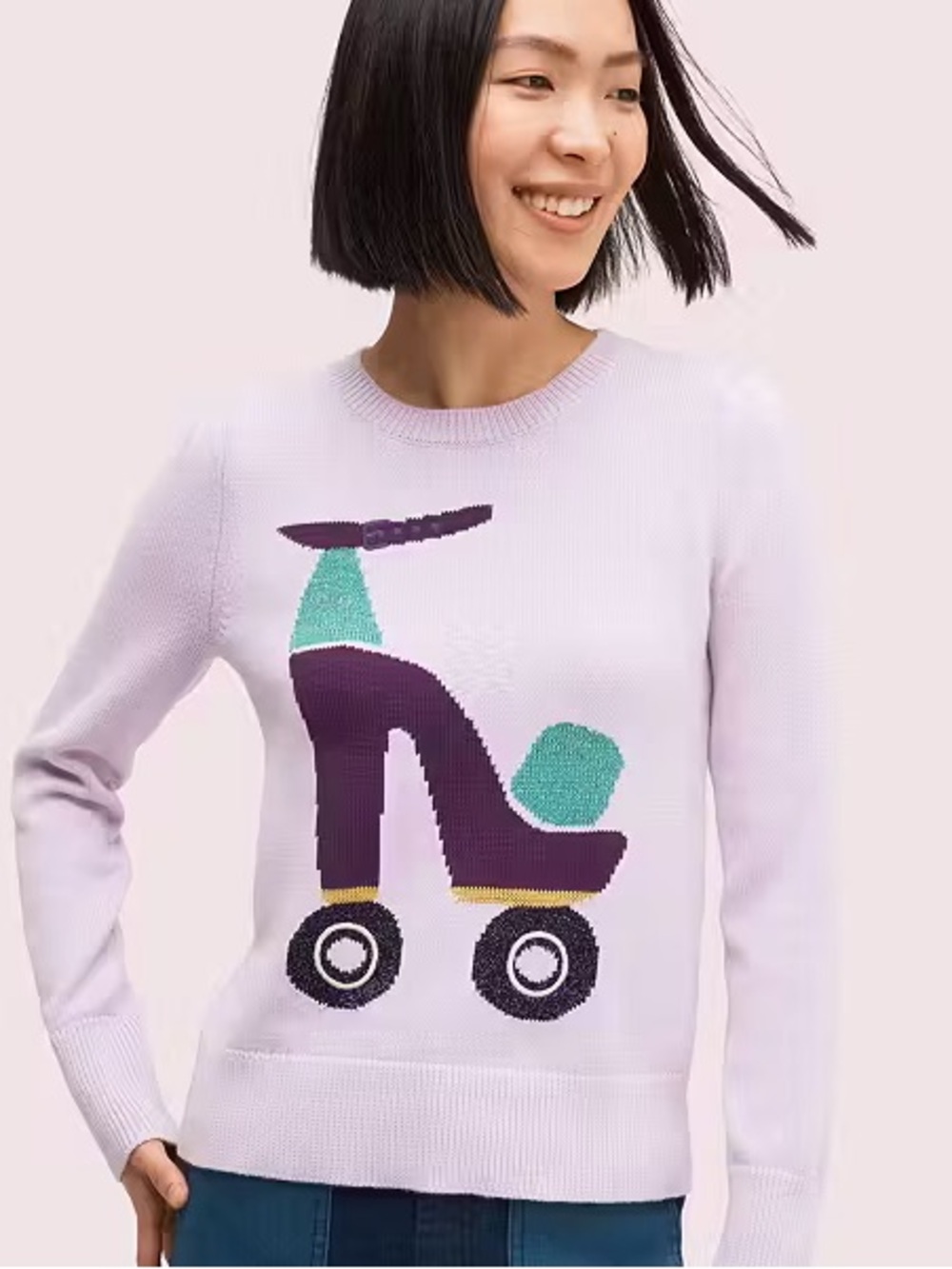 kate spade Lavender Knit Sweater with Colorful Skate Detail